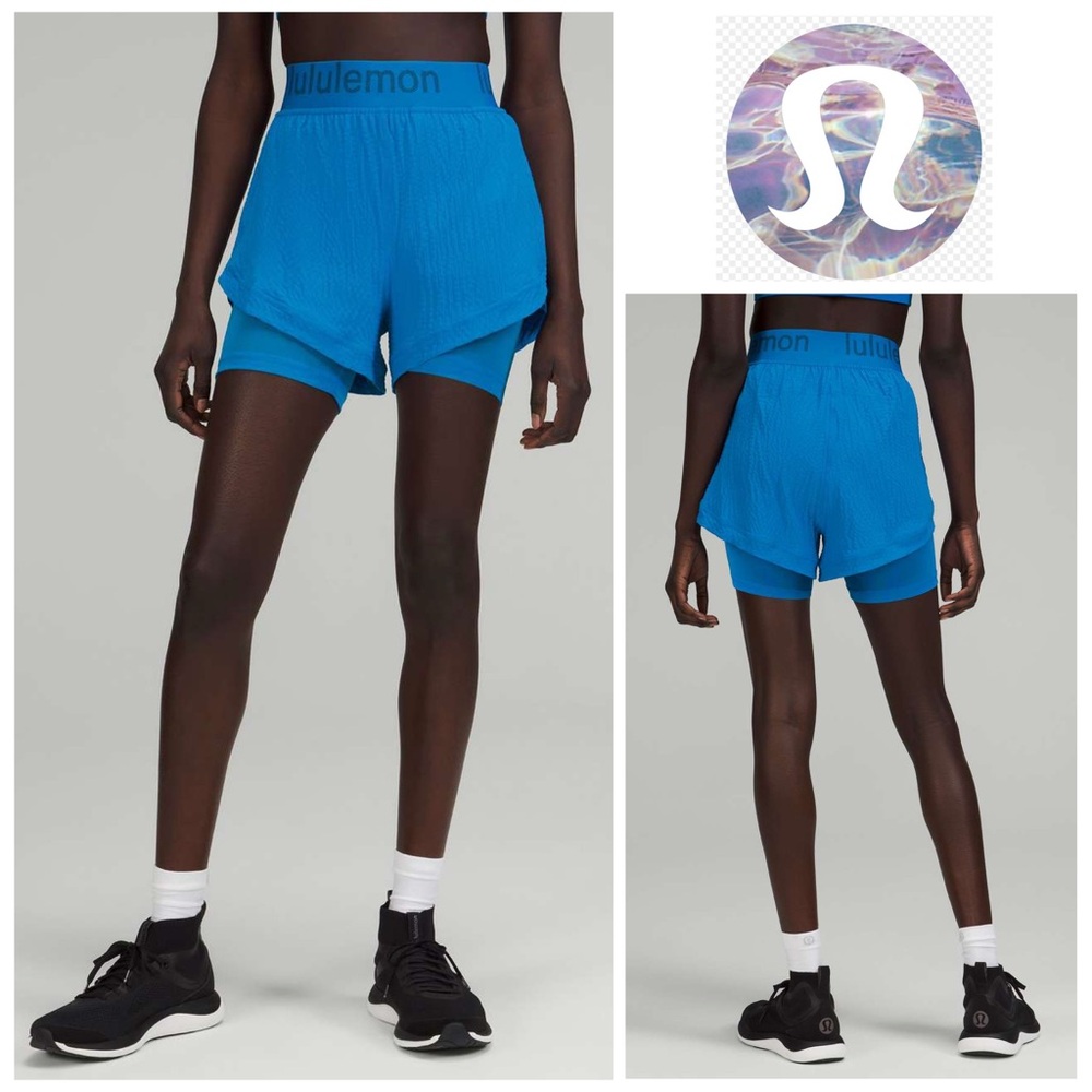 NWOT Lululemon Logo Waistband High-Rise Training Short in Poolside (Blue)